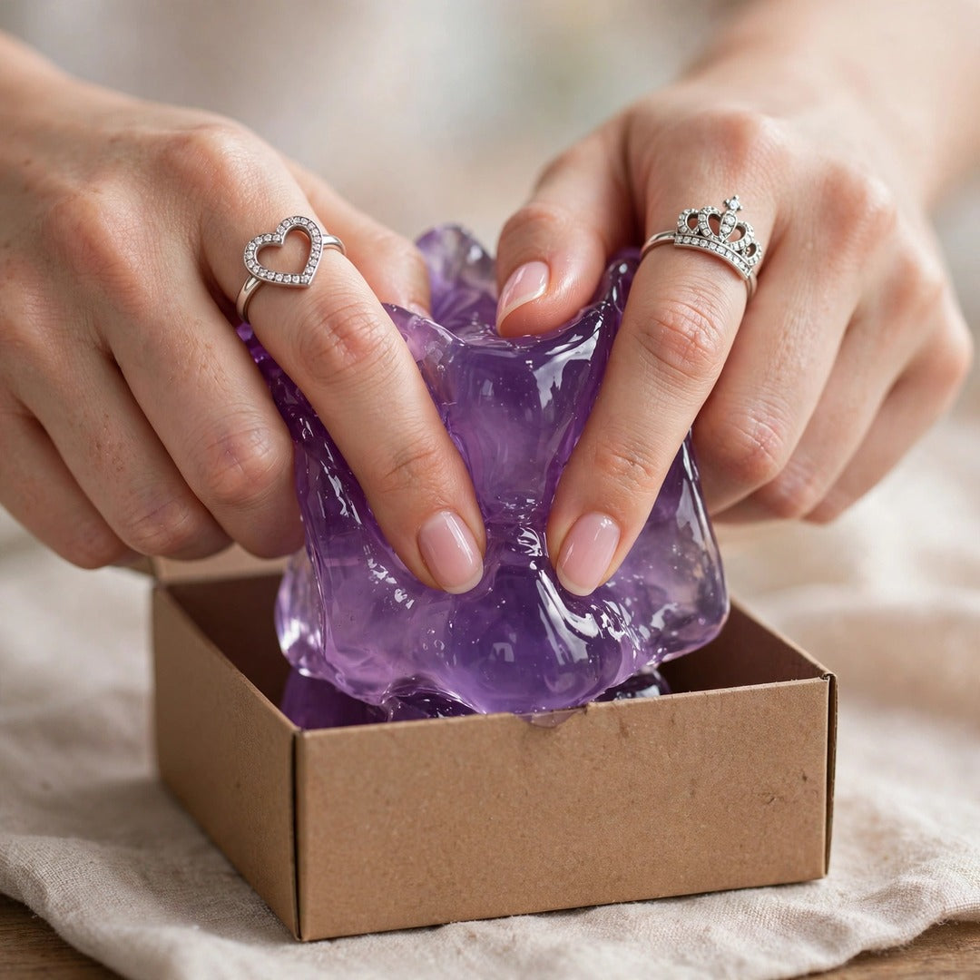 Purple Ice Cube squishy lifestyle photo
